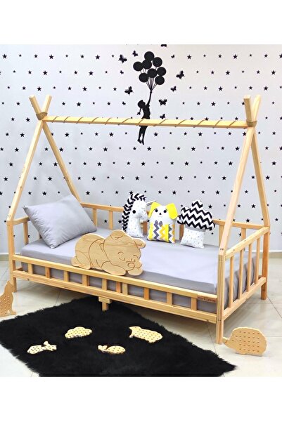 MiniWood Markaawm Ayıcıklı Montessori Yatak Ahşap Çocuk Ve Bebek Karyola
