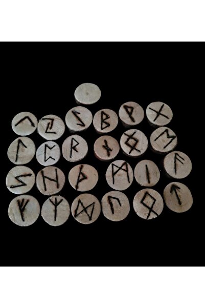 Azura Tasarım Rune El Yapımı Ahşap Rune Taş Seti "dağlama Yöntemi Ile El Yapı...