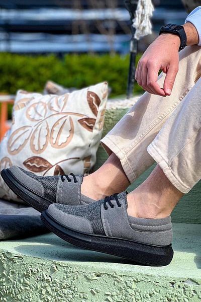 MELAMS STUTGART Men's Casual Shoes - Lace-up, GRAY/BLACK - KBC