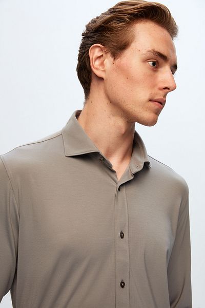 Tween Cămașă din raion simplă, gri, slim fit