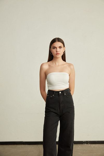 VATKALI Trägerloses Crop Bustier Weiß