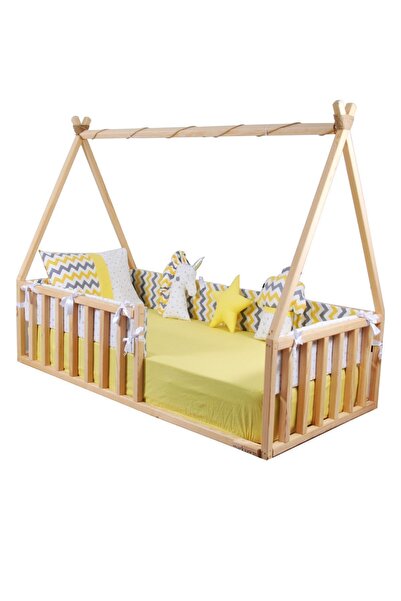 MiniWood Yere Sıfır Montessori Yatak Doğal Ahşap Çocuk Ve Bebek Karyola