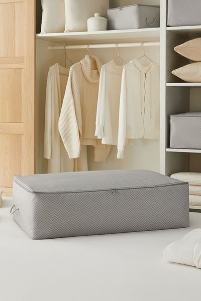 Ocean Home Textile Τσάντα πουλόβερ με πάπλωμα μαξιλαριού με βάση ψαροκόκκαλο γκρι 74x46x22