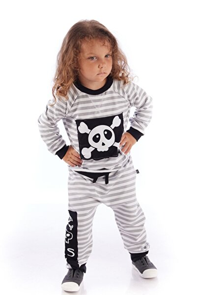 Colorinas Baby Striped Skull Printed Unisex Combed Sweatpants