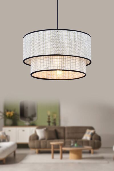 retro home design Modern Beyaz 2 Katlı Çok Renkli Rattan Salon  Oturma Odası Doğal Hazeran Tekli Avize 30 Cm