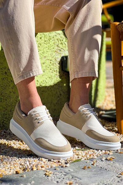 MELAMS STUTGART Μπεζ Ανδρικά Casual Παπούτσια - Lace-Up - KBC