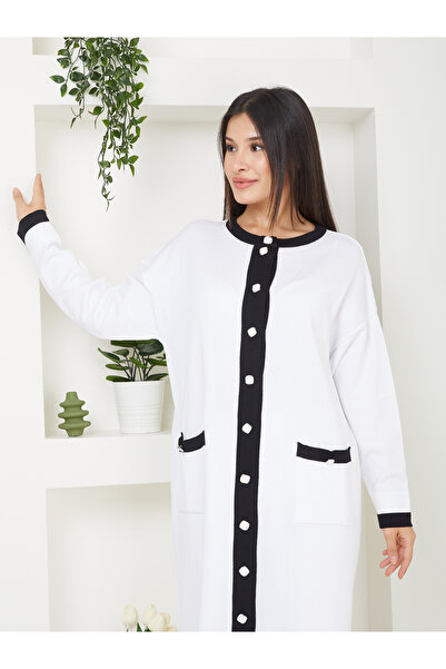 Miraystyle Cepli Bisiklet Yaka Tam Boy Merserize Soğuk İplik Hırka