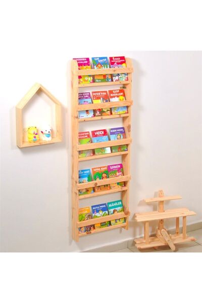 MiniWood Çocuk Odası Eğitici Montessori Mobilya Kitaplık Raf Duvar Rafı 5 Li