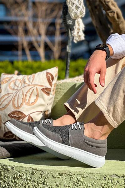 MELAMS STUTGART Men's Casual Shoes - Lace-up, Grey/White - KBC