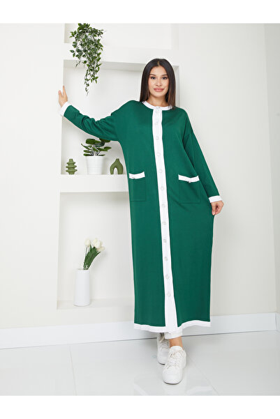 Miraystyle Cepli Bisiklet Yaka Tam Boy Merserize Soğuk İplik Hırka