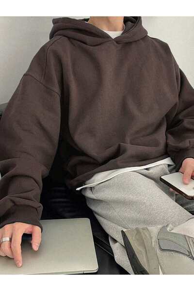 GENIUS STORE Ανδρικό φούτερ με κουκούλα Oversize - 3 Κλωστές