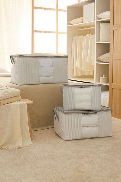 Ocean Home Textile 3-Piece Window Stuff&things Gray Striped Pillow Quilt Sweater Hurcu