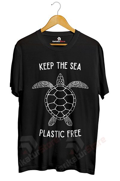 karikatürstore Turtle Pattern - Climate Change and Awareness Design Printed T-shirt