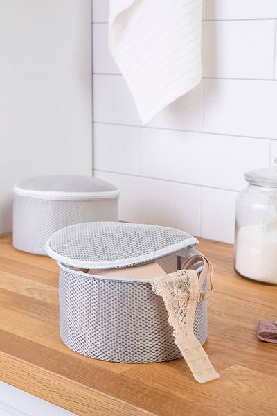 Ocean Home Textile Gray Zippered Underwear Washing Net Bag 20x10