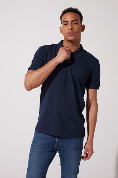 Riders by Lee Marineblaues Polo-Shirt mit normaler Passform – 100 % Baumwolle