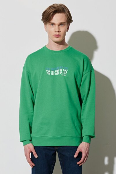 WRANGLER Erkek Loose Fit %100 Pamuk Bisiklet Yaka Mint Yeşili Tişört