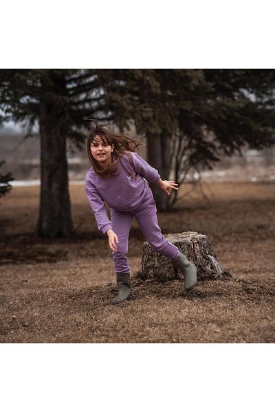 Antebies Purple Futter Tracksuit Set with Bird Embroidery