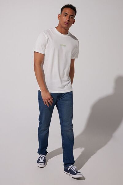 Riders by Lee Loose Fit %100 Pamuk Bisiklet Yaka Beyaz Tişört