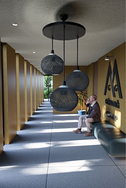 gökdağ group g g 3'lü Siyah Tepsi Füme Avize  sarkıt