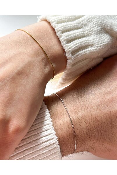 minimojewels 925 ayar Gümüş İnce İtalyan Zincir Çift Bilekliği / 2 Adet gold ve gümüş renk gönderilir.