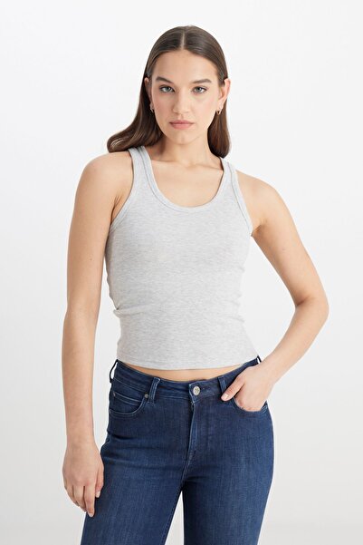 Lee Slim Fit Dar Kesim Gri Tişört