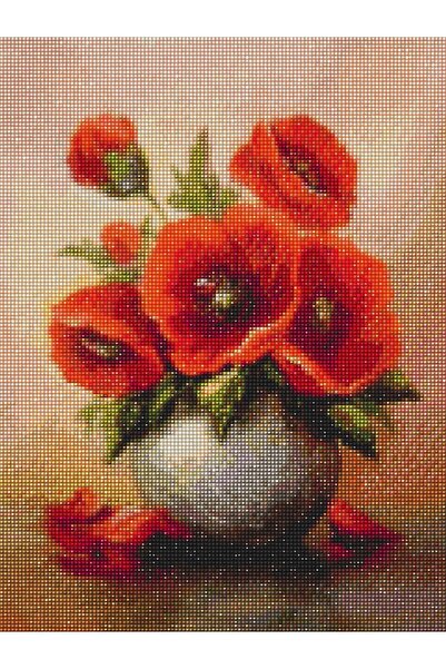 MAXİ Gelincik Buketi - Diamond Painting, Elmaslı Goblen, Mozaik Tablo, Elmas, Boncuk, Taş Işleme 30X40cm