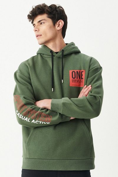 Riders by Lee Φούτερ Χακί με κουκούλα Loose Fit Relaxed Fit