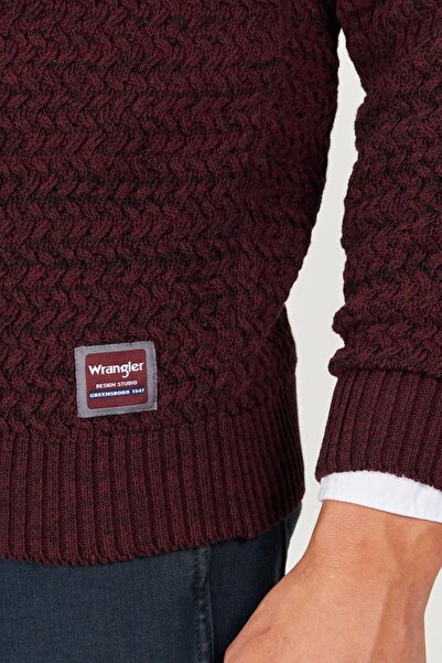 WRANGLER Claret Red Knitwear Sweater -RegularFit, Crew Neck