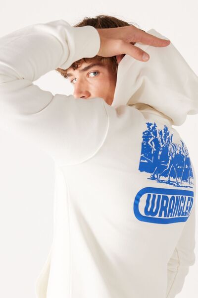 WRANGLER Φούτερ Regular Fit Normal Cut με κουκούλα με φλις εσωτερικά και λευκό εξωτερικά με τύπωμα