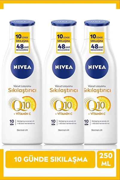 NIVEA Q10 Sıkılaştırıcı ve C Vitaminli Vücut Losyonu 250 ml, 48 Saat Nemlendi...