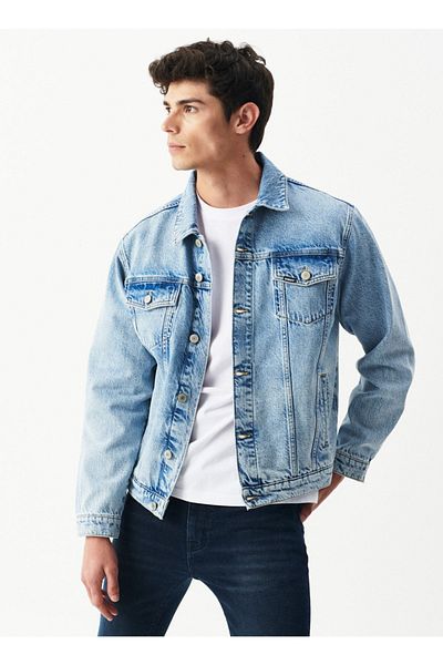 Riders by Lee Trucker Regular Fit 100% Cotton Light Blue Jean Jeans Jacket