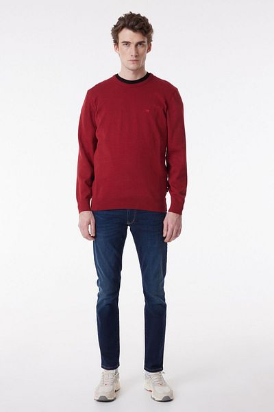 WRANGLER Regular Fit Regular Cut Crew Neck Red Men's Knitwear Sweater
