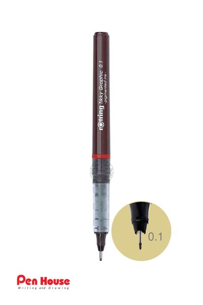 Rotring Tikky Graphic Felt Tip Technical Drawing Pen, 0.1 Mm, Black Ink, Brown
