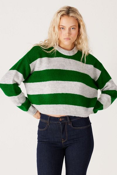 WRANGLER Green Crew Neck kötöttáru női kardigán - normál szabású