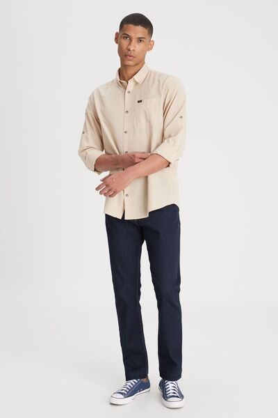 Lee Beige Long Sleeve Regular Fit Cotton Shirt