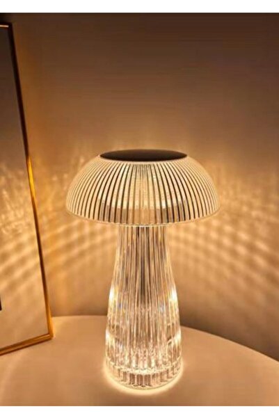 BEKAZE Mantar Kristal Şarjlı Masa Lambası, Led Abajur, Dokunmatik + Kumandalı Rgbw Model