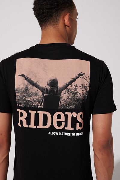 Riders by Lee Μαύρο T-Shirt με λαιμόκοψη 100% βαμβακερό