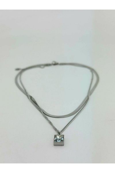 stainless steell قلادة باغيت بسلسلة إيطالية مكونة من قطعتين