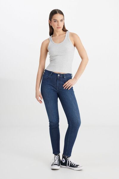 Lee Slim Fit Dar Kesim Gri Tişört