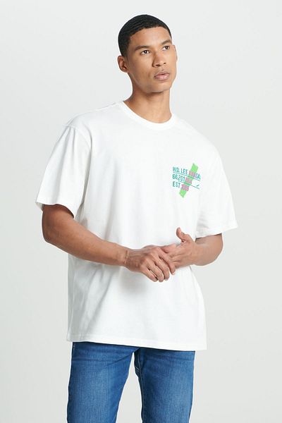 Lee Relaxed Cut Crew Neck - 100% βαμβακερό λευκό μπλουζάκι