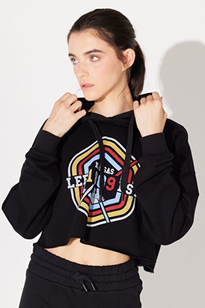 Lee Regular Fit Normal Kesim Siyah Kadın Içi Polarlı Kapüşonlu Sweatshirt