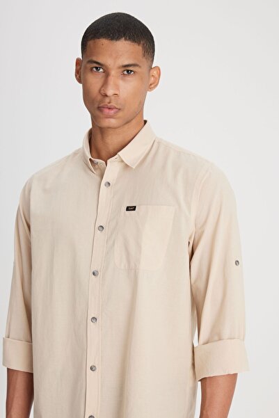 Lee Beige Long Sleeve Regular Fit Cotton Shirt