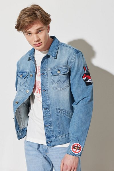 WRANGLER Trucker Regular Fit Regular Cut 100% Baumwolle Blau Jean Jeans Jacke