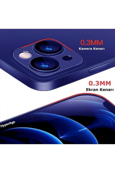 HyperAge iPhone 15 Kılıf Ultra Ince Mat Yüzeyli Elden Kaymaz Kamera Korumalı Kapak Yarı Şeffaf Mavi