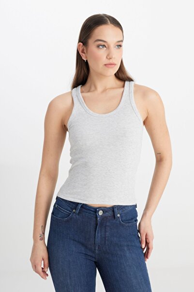 Lee Slim Fit Dar Kesim Gri Tişört