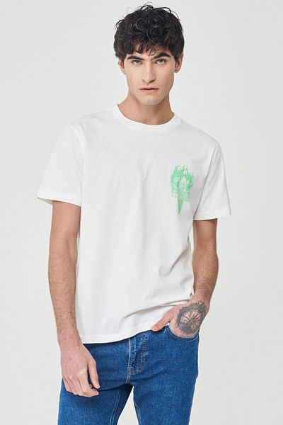 Lee T-Shirt mit Rundhalsausschnitt, 100 % Baumwolle, reguläre Passform, gebrochenes Weiß