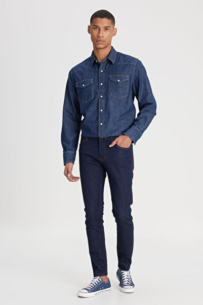 Lee Malone Skinny Fit Dar Kesim Normal Bel Koyu Mavi Esnek Jean Kot Pantolon