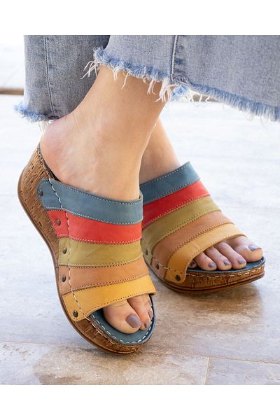 CONSUELO Papuci din piele ortopedic cu toc 11472