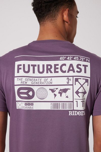 Riders by Lee Μωβ μπλουζάκι Loose Fit 100% Cotton Crew Neck
