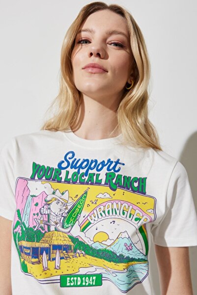 WRANGLER White Regular Fit Crew Neck 100% Cotton T-Shirt